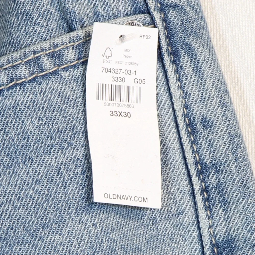 Old Navy Men's Faded Straight Fit Ripped Light Wash Blue Jeans NWT